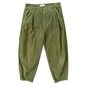 The Tiny Big Sister Corduroy Pants in Olive Green Size 40 High-Waisted Wide-leg